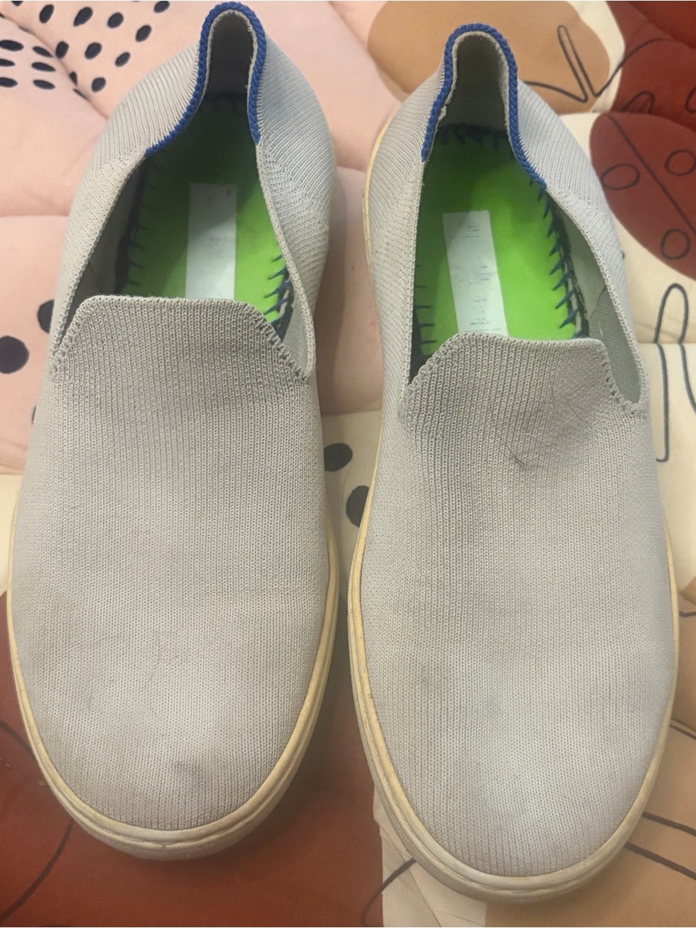 Rothy's Light Gray Slip-On Knit Loafers